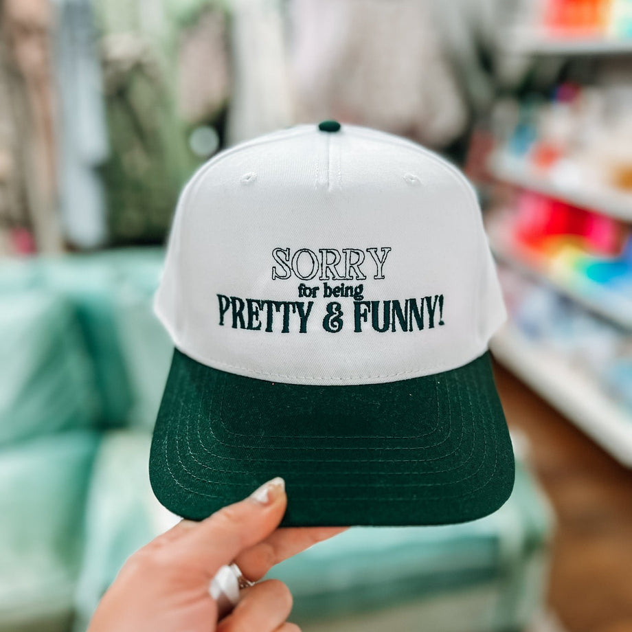 Pretty Funny Trucker Hat Green Natural Shop Southern Roots TX