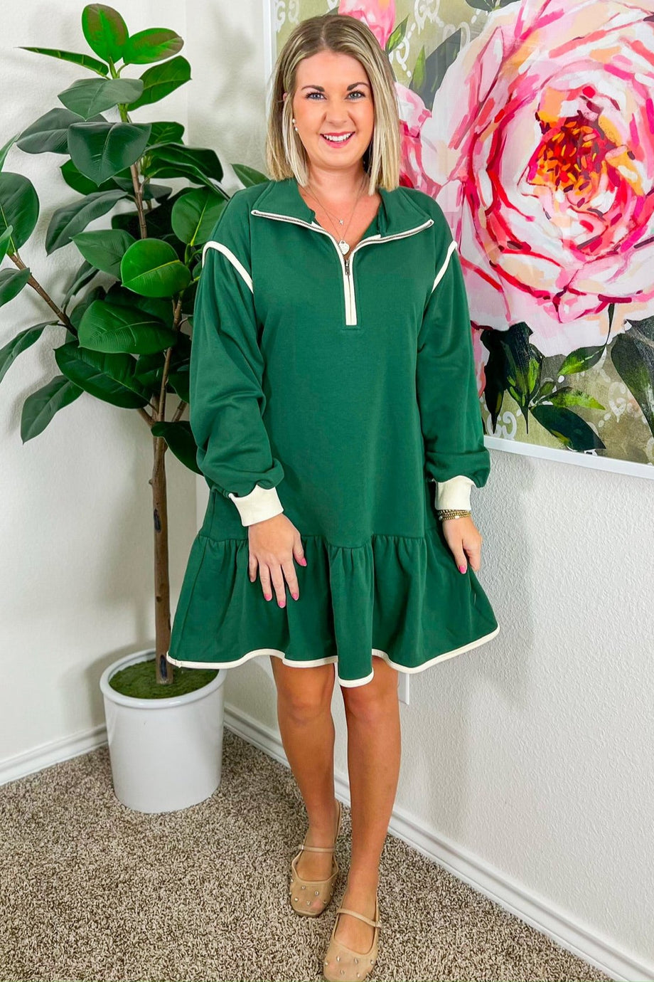 Hunter green mini dress best sale