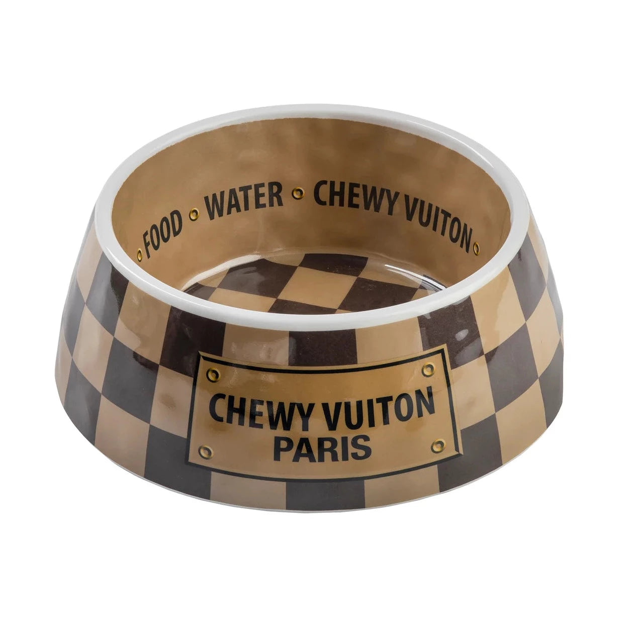 Checker Chewy Vuiton Dog Bowl - Medium – Shop Southern Roots TX