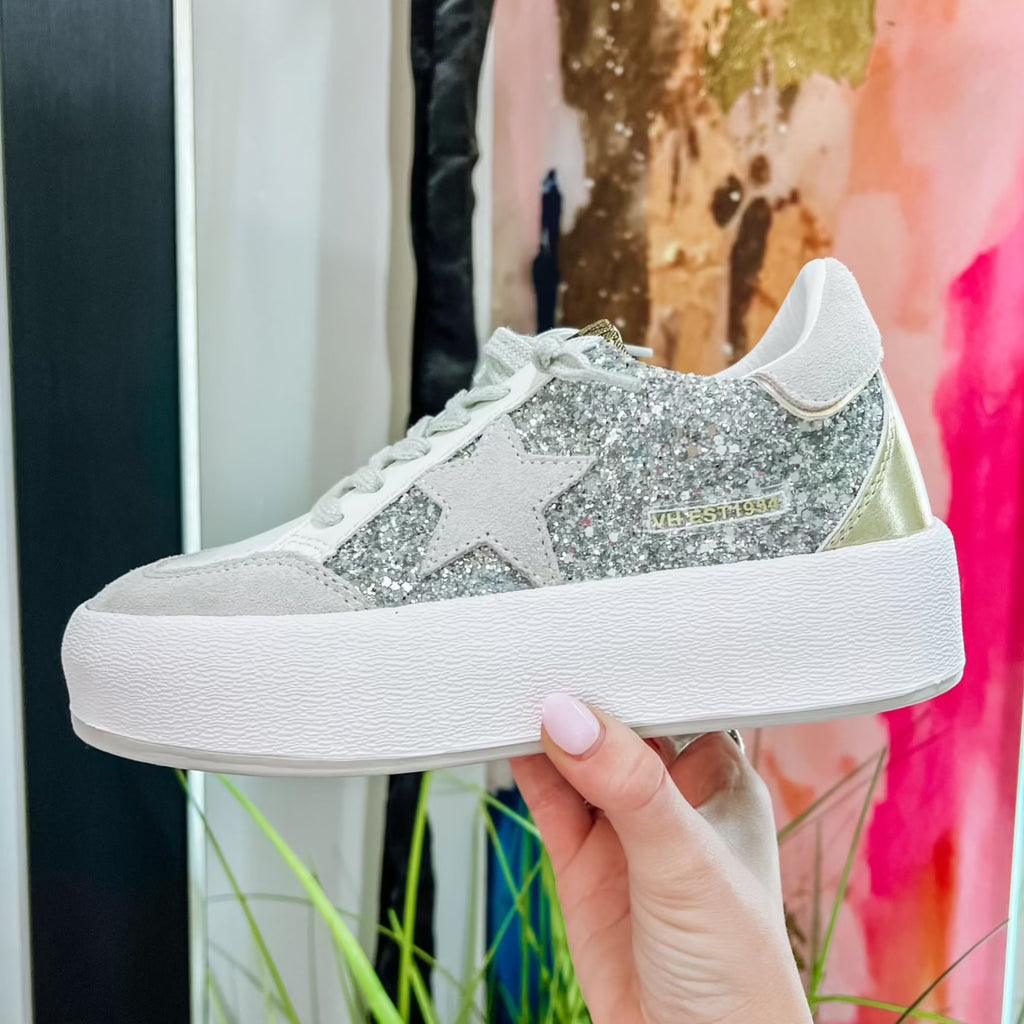 The Pixie Sneaker In Silver Sparkle – Southern House