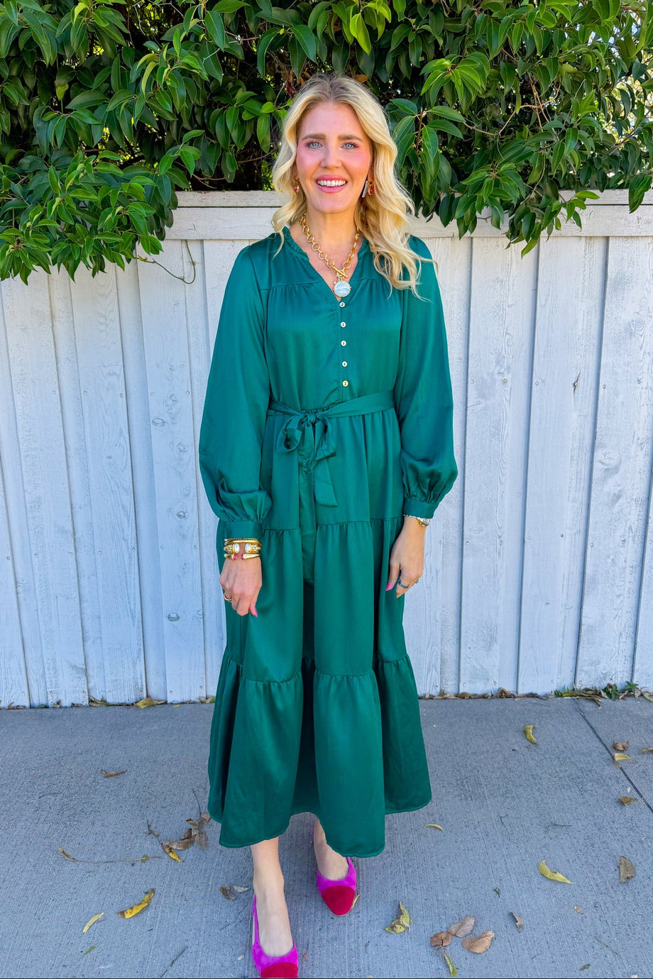 hunter green maxi dress Sleigh My Name Length:SHORT - 56