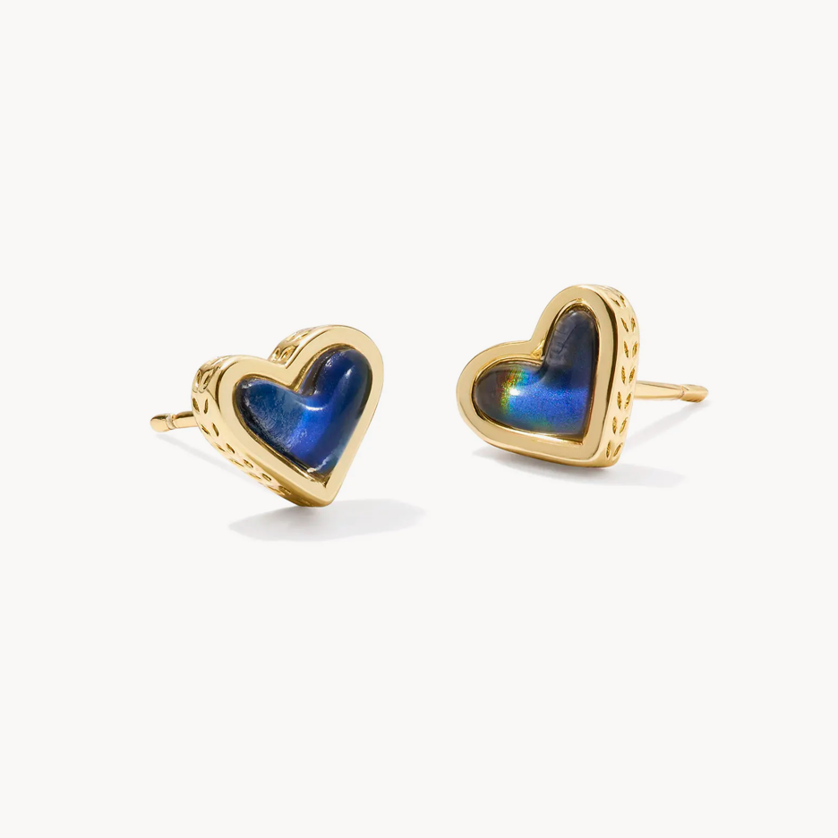 Framed Ari Heart Studs Gold/Mood Stone – Shop Southern Roots TX