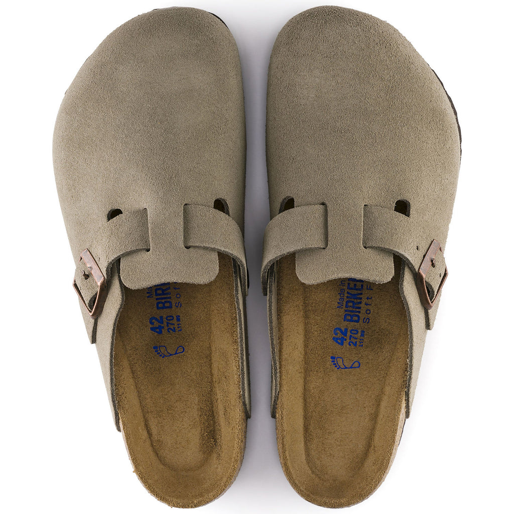 The Birkenstock Boston Soft Footbed Suede Leather - Taupe Women's Clothing - Shoes from Birkenstock at Shop Southern Roots TX