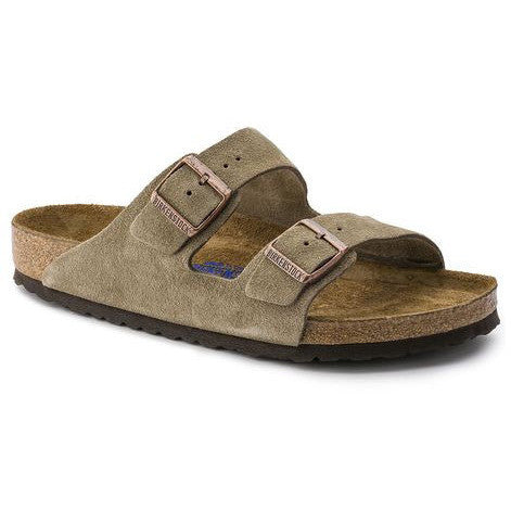 The Birkenstock Arizona Soft Footbed Suede Sandal - Taupe Women's Clothing - Shoes from Birkenstock at Shop Southern Roots TX