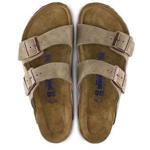 The Birkenstock Arizona Soft Footbed Suede Sandal - Taupe Women's Clothing - Shoes from Birkenstock at Shop Southern Roots TX