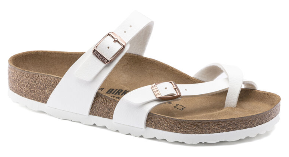 The Birkenstock Mayari Birko-Flor - White w/ Copper Women's Clothing - Shoes from Birkenstock at Shop Southern Roots TX