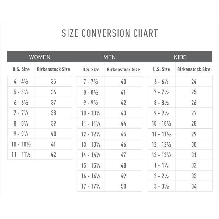 Chart Size Birkenstock Women's Shoes Birkenstock Arizona Soft